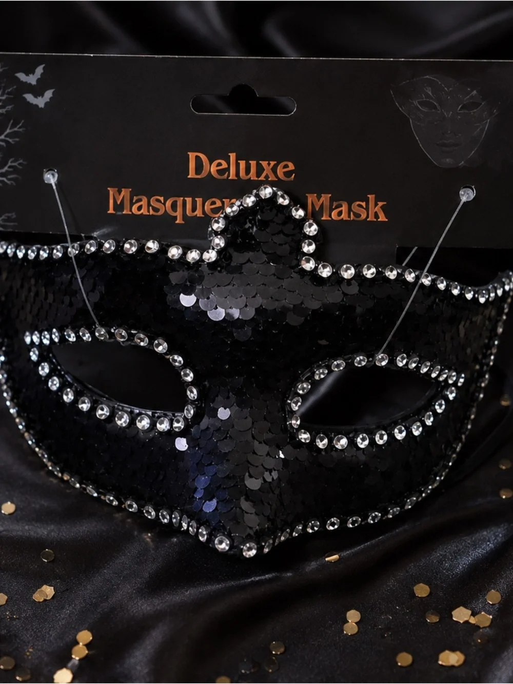 Luxe Black Beaded Masquerade Mask